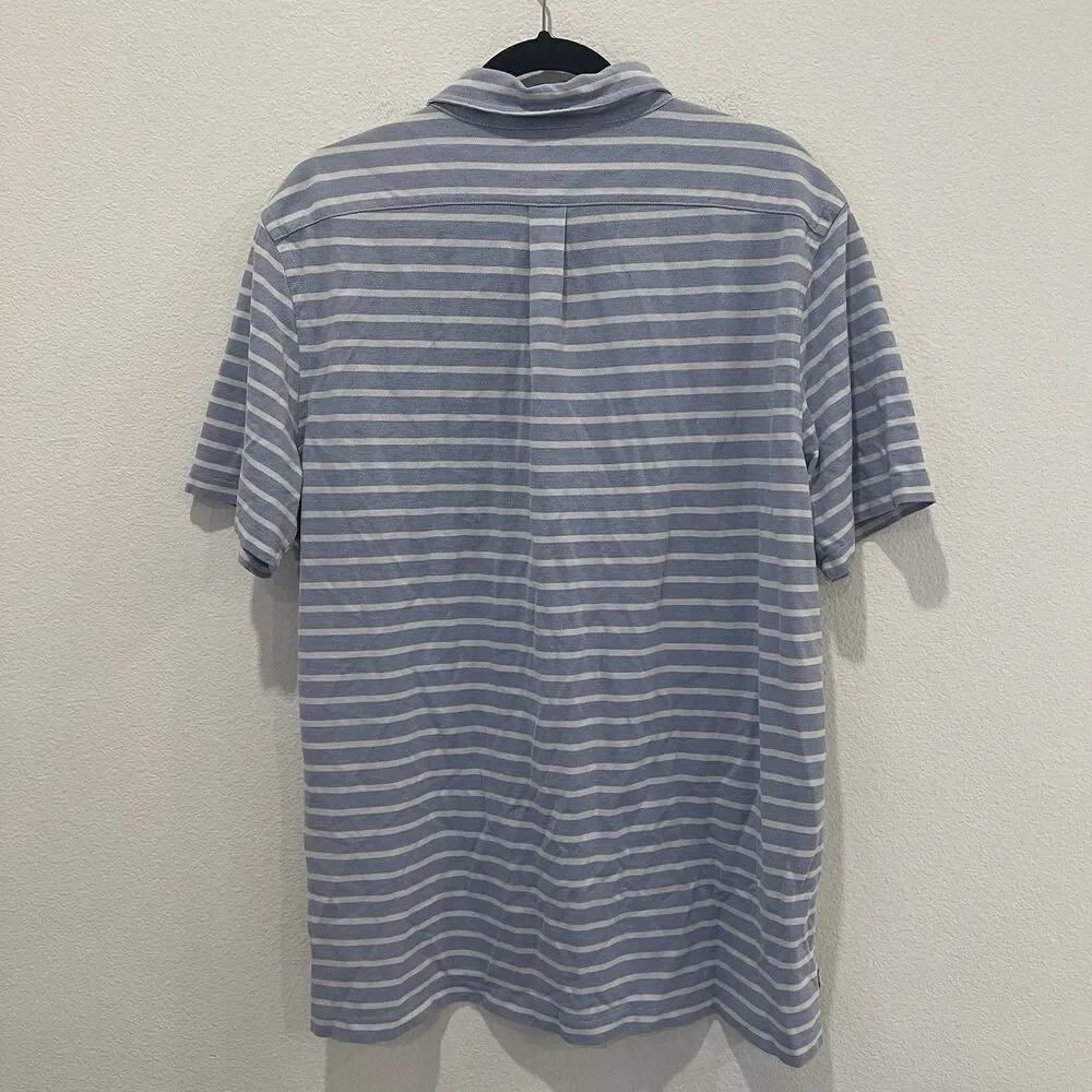 Ralph Lauren Knit Oxford Polo Shirt Mens White Blue Striped Pony Logo Large